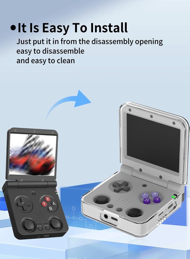 متوافق مع جهاز ألعاب Miyoo Flip V2 وجهاز ألعاب Miyoo Flip Retro، غلاف مقسم من مادة البولي كربونات من UYRUREL، حماية شاملة من الصدمات والسقوط، شفاف - Image 4